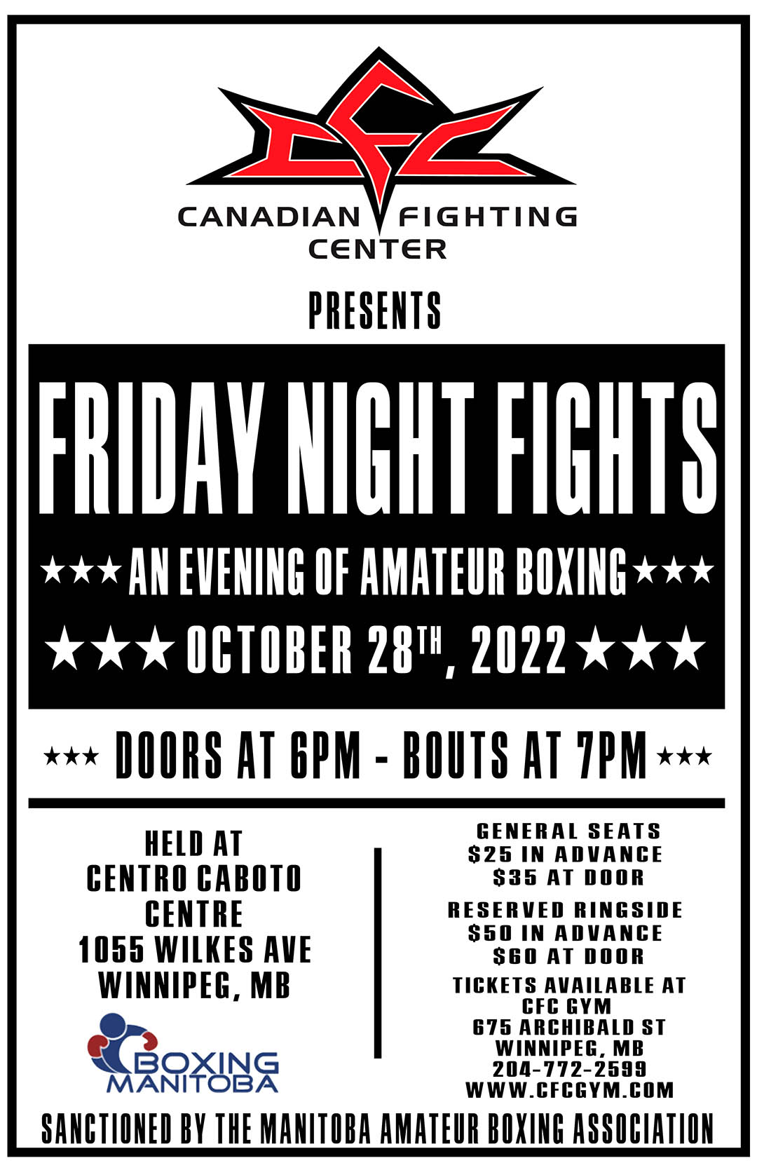 Canadian Fighting Center Winnipeg KickBoxing Muay Thai Boxing BJJ MMA Gym