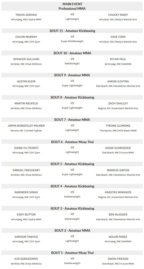 CFC 9 Fight Card